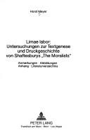 Cover of Limae labor, Untersuchungen zur Textgenese und Druckgeschichte von Shaftesburys "The moralists" by Horst Meyer