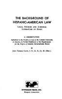 Cover of The background of Hispanic-American law by John Thomas Vance