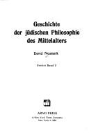 Front cover of Geschichte der jüdischen Philosophie des Mittelalters by David Neumark