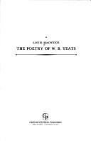 Front cover of The poetry of W.B. Yeats by Louis MacNeice