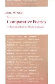 Cover of Comparative poetics by Earl Roy Miner