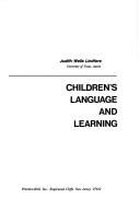 Cover of Children's Language and Learning by Judith Wells Lindfors