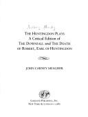 Front cover of The Huntingdon plays by Anthony Munday