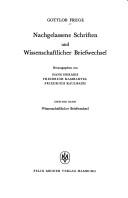 Front cover of Nachgelassene Schriften und Wissenschaftlicher Briefwechsel by Gottlob Frege
