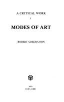 Cover of Modes of art by Robert Greer Cohn