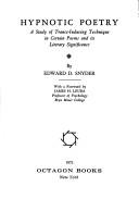 Cover of Hypnotic poetry by Edward Douglas Snyder