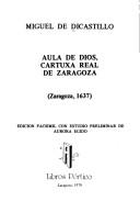 Front cover of Aula de Dios, Cartuxa real de Zaragoza by Miguel de Dicastillo