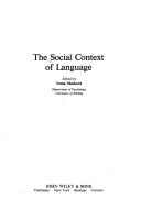 Cover of The Social context of language by Ivana Marková