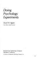Cover of Doing psychology experiments by David W. Martin