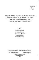 Front cover of Adjustment to physical handicap and illness by Roger G. Barker