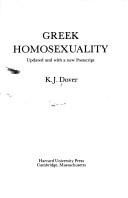 Front cover of Greek Homosexuality by Kenneth J. Dover
