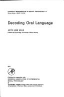 Cover of Decoding oral language by Astri Heen Wold
