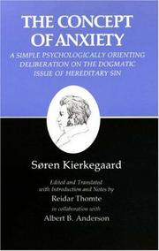 Front cover of The Concept of Anxiety by Unknown