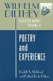 Cover of Poetry and experience by Wilhelm Dilthey
