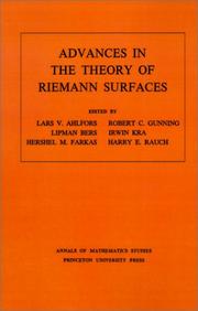 Front cover of Advances in the theory of Riemann surfaces by Lars Valerian Ahlfors
