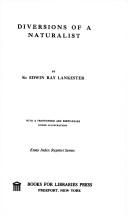 Front cover of Diversions of a naturalist by Lankester, E. Ray Sir
