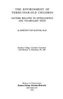 Front cover of The environment of three-year-old children by Dorothy Van Alstyne