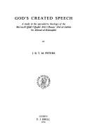 Front cover of God's created speech by J. R. T. M. Peters