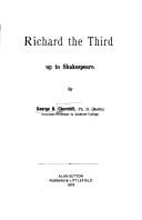 Front cover of Richard the Third up to Shakespeare by George Bosworth Churchill