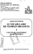 Cover of Le vocabulaire de Georges Brassens by Linda Hantrais
