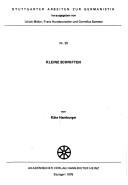 Front cover of Kleine Schriften by Käte Hamburger