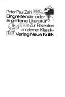 Front cover of Eingreifende oder ergriffene Literatur by Peter-Paul Zahl