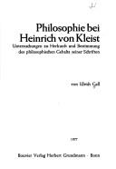 Front cover of Philosophie bei Heinrich von Kleist by Ulrich Gall