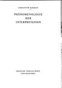 Front cover of Phänomenologie der Interpretation by Christoph Eykman