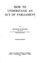 Front cover of How to understand an act of Parliament by Kenneth Harril Gifford