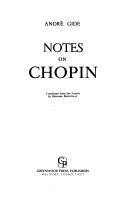 Cover of Notes sur Chopin by André Gide