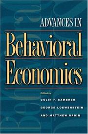 Front cover of Advances in behavioral economics by Colin Camerer