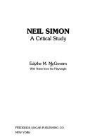 Cover of Neil Simon, a critical study by Edythe M. McGovern