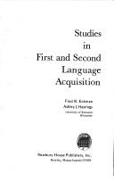 Front cover of Studies in first and second language acquisition by Symposium on Language Acquisition University of Wisconsin--Milwaukee 1977.