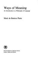 Front cover of Ways of meaning by Mark de Bretton Platts