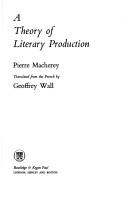 Cover of Pour une théorie de la production littéraire by Pierre Macherey