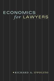 Front cover of Economics for lawyers by Richard A. Ippolito