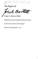 Front cover of The papersof Josiah Bartlett by Bartlett, Josiah