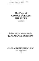 Cover of The plays of George Colman, the Elder by George Colman