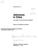 Front cover of Astronomy in China by American Astronomy Delegation.