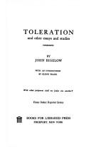 Front cover of Toleration and other essays and studies by Bigelow, John