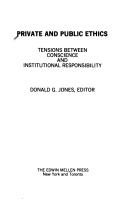 Front cover of Private and public ethics by Donald G. Jones