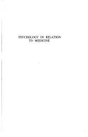 Front cover of Psychology in relation to medicine by R. M. Mowbray