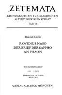Cover of P. Ovidius Naso, Der Brief der Sappho an Phaon by Dörrie, Heinrich