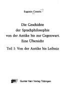 Front cover of Die Geschichte der Sprachphilosophie von der Antike bis zur Gegenwart by Eugenio Coseriu