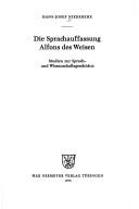 Front cover of Die Sprachauffassung Alfons des Weisen by Hans-Josef Niederehe