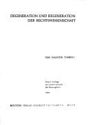 Front cover of Degeneration und Regeneration der Rechtswissenschaft by Valentin Tomberg