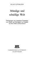 Front cover of Mündige und schuldige Welt by Klaus Bümlein