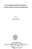 Front cover of Der Grundsatz der Freiheit der Meere und das Verbot der Meeresverschmutzung by Jochen Ehmer