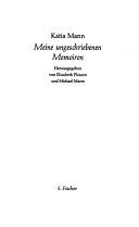 Front cover of Meine ungeschriebenen memoiren by Katia Mann
