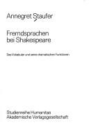 Front cover of Frendsprachen bei Shakespeare by Annegret Staufer